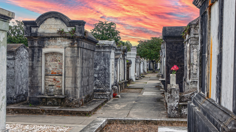Old tombs and grave monuments in St Louis Cemetery in New Orleans