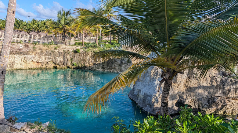 The cenote pool at El Dorado Water park in Punta Cana, Dominican Republic