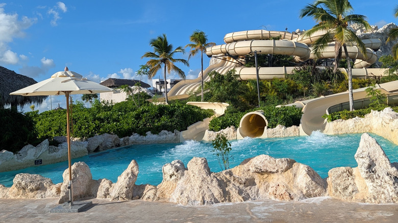Slide and pool at El Dorado Water Park in Punta Cana, Dominican Republic