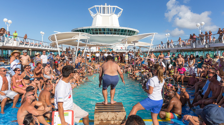 People at the pool on a cruise ship