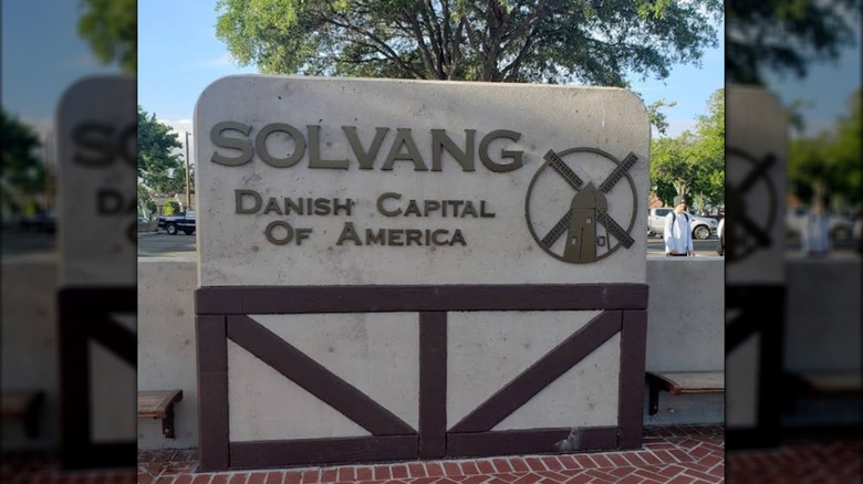 A sign for Solvang, California