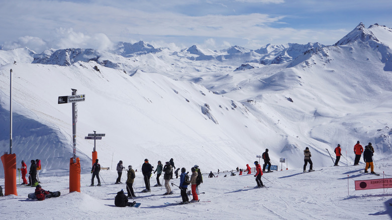 Ski slope between Tignes and Val d'Isère in the French Alps