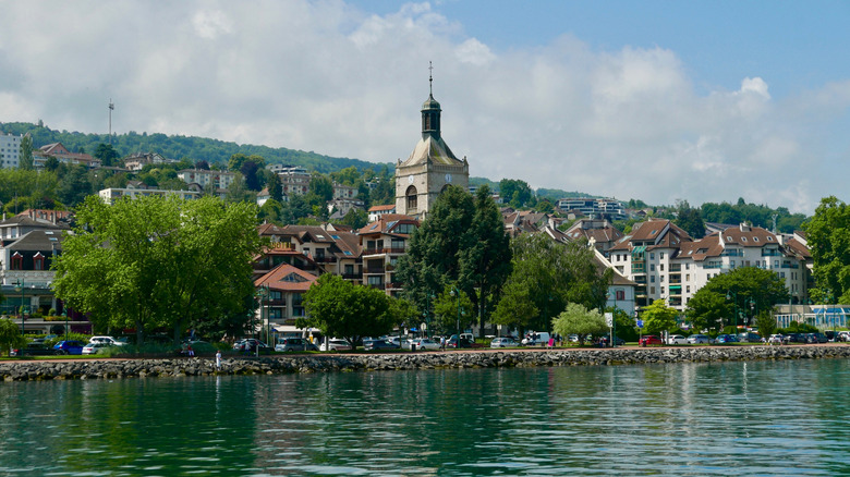 View of Évian-les-Bains from Lake Geneva