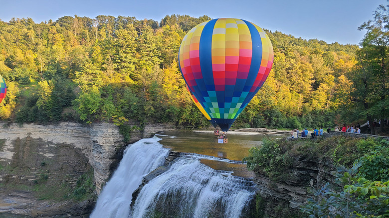 Hot air balloon over Letchworth State Park in New York