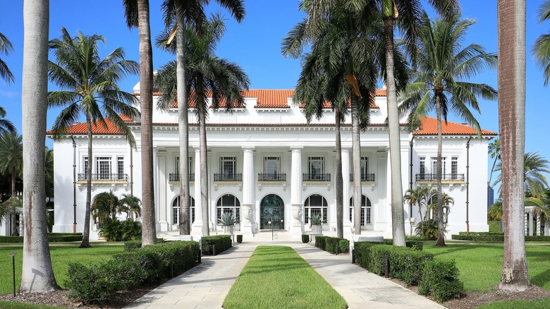 Front of Whitehall and palm trees