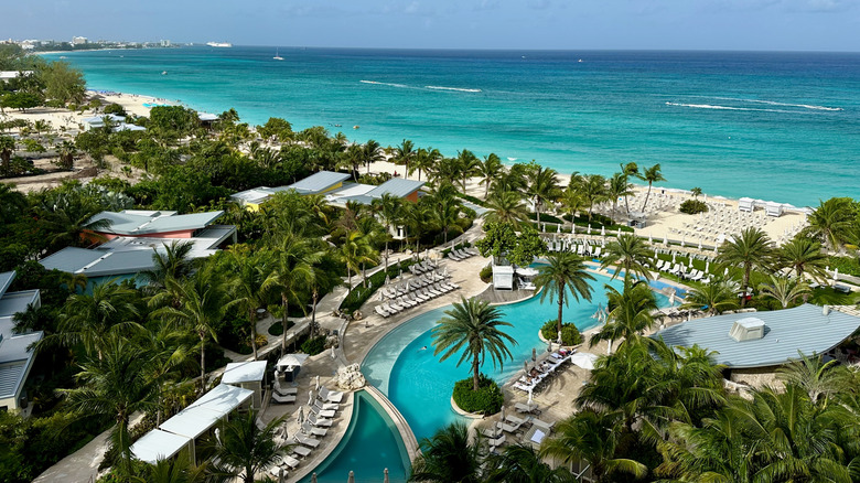 View of the pool and ocean from a room at the Kimpton Seafire Resort