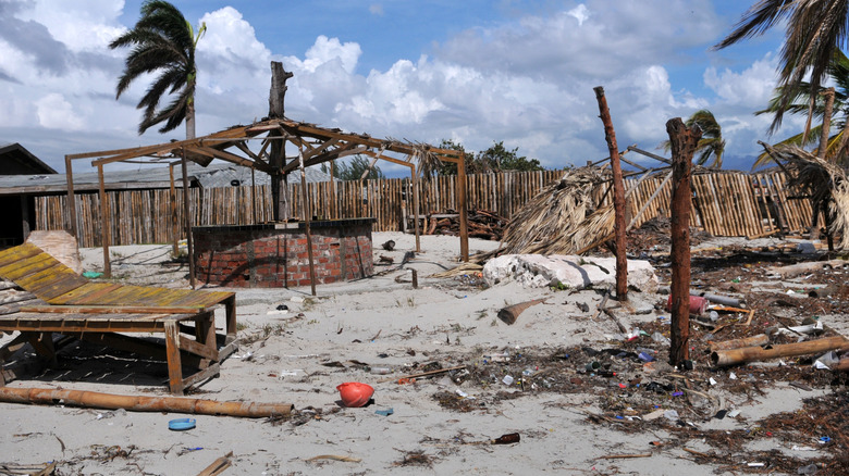 Destruction from Hurricane Melissa in the Hellshire Beach area of Jamaica.