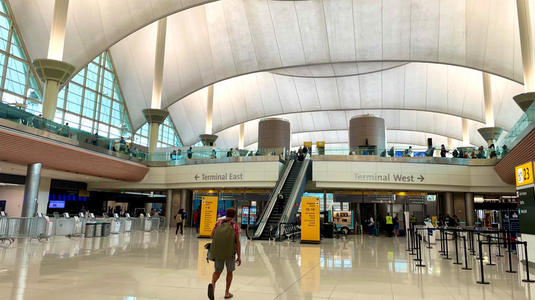 Terminal signs inside Denver International Airport