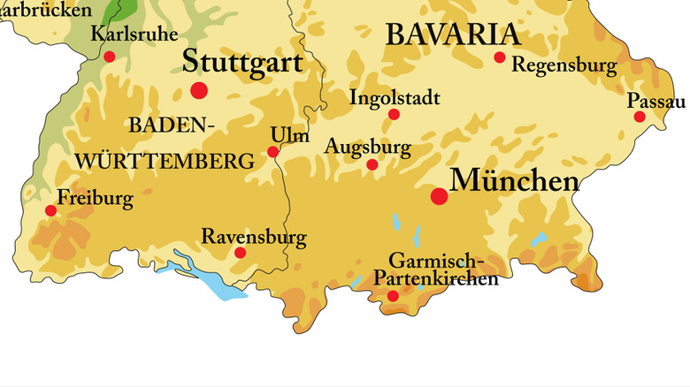 Map of southern Germany
