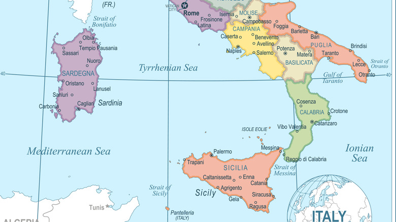A map of the western portion of Italy