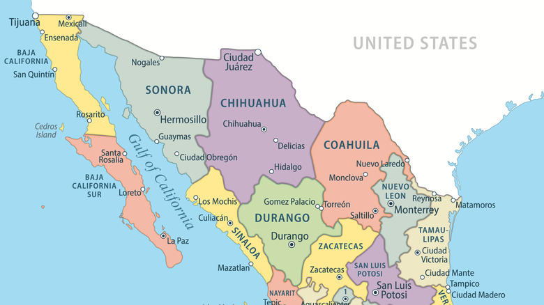 A map of Baja California in Mexico