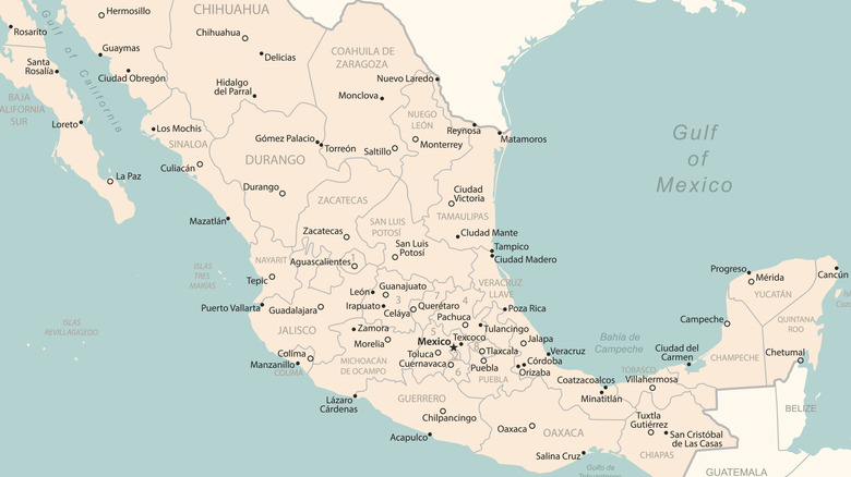 A map of Mexico's central region