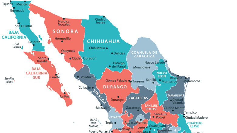 A map of Northern Mexico