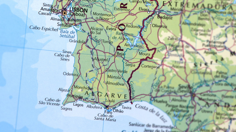 A map of southern Portugal
