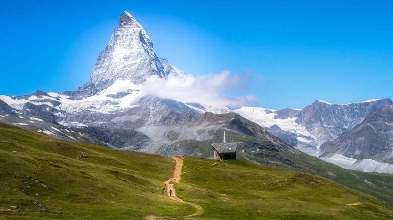 Matterhorn with grass in the foreground in Switzerland