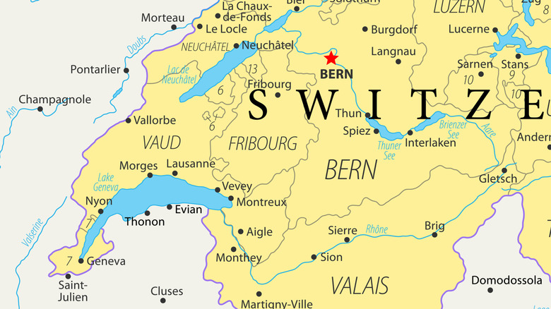 Map of western Switzerland
