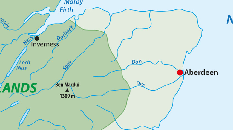 Vintage map with detail of the eastern Scottish Highlands
