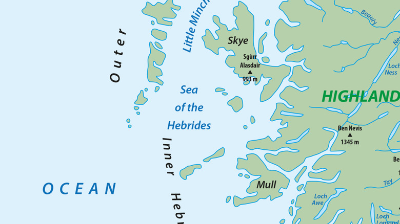 Vintage map with detail of the western Scottish Highlands