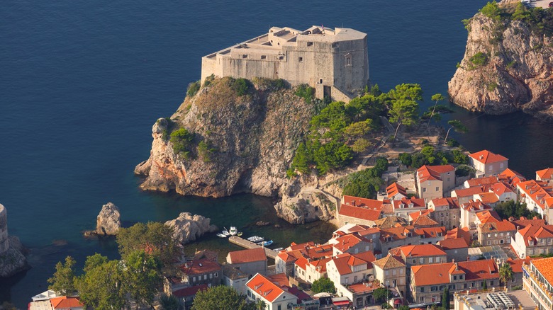 Fort Lovrijenac on rocky cliff above the Adriatic Sea