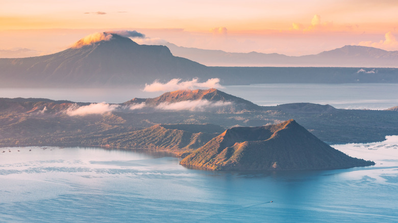 An aerial view of Taal Volcano near Tagaytay