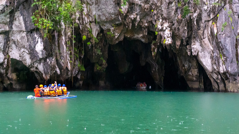 Boats head into the Underground River near Puerto Princesa