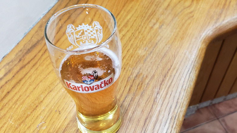 Glass of beer in a glass