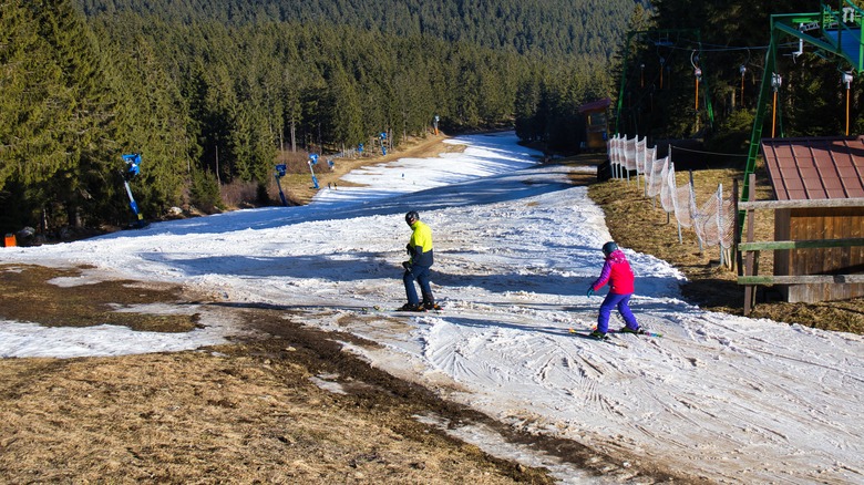 Sternstein ski areal in winter season without snow.
