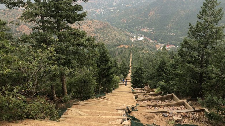 a view from the top of the Manitou Incline staircase