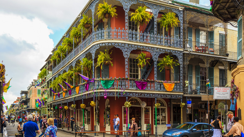 Buildings with ornate balconies in the French Quarter, New Orleans