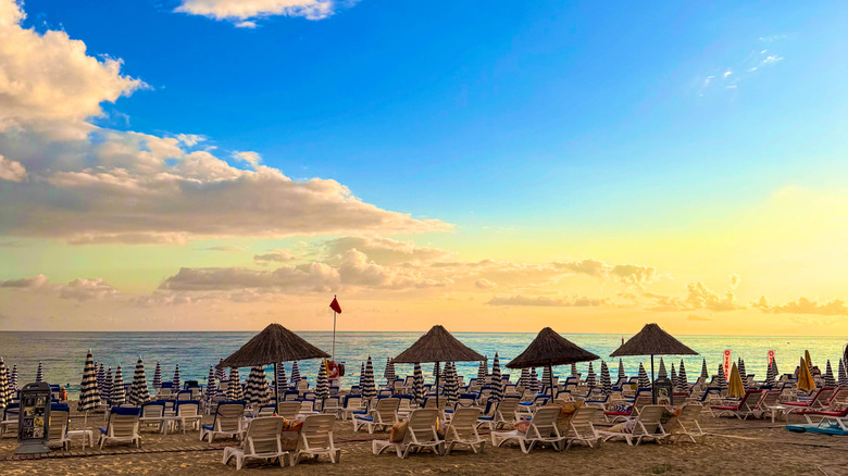 A sunset at Cleopatra (Kleopatra) Beach in Alanya, Turkey