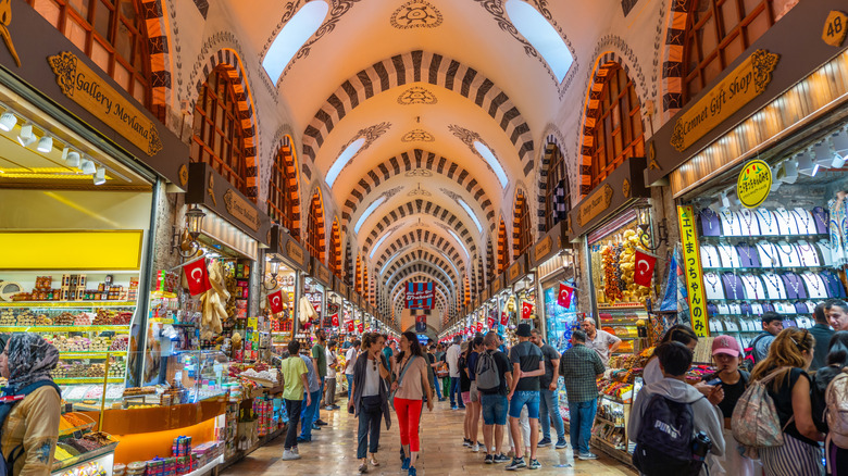 The interior of the Grand Bazaar in Istanbul, Turkey