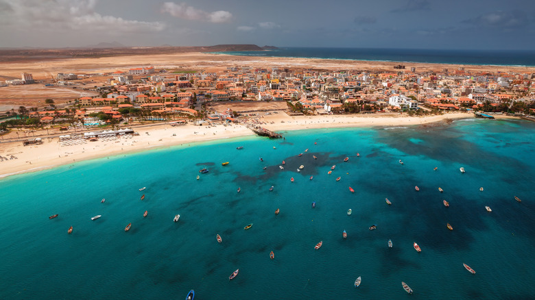 An aerial view of Santa Maria in Sal, Cape Verde