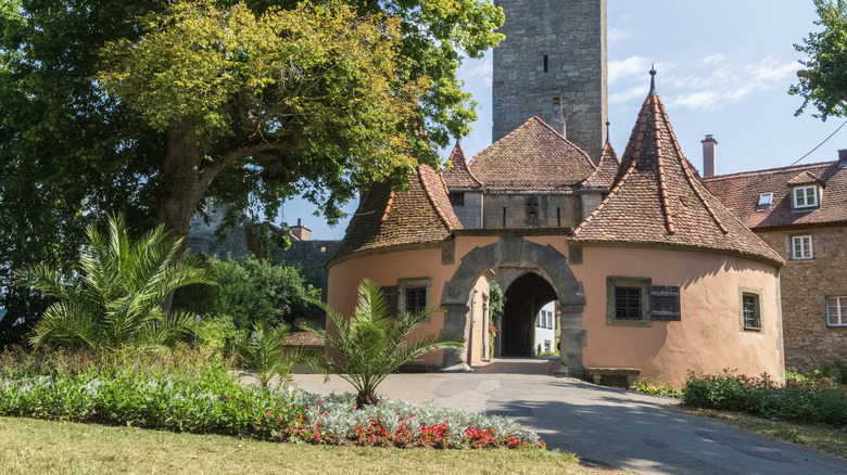 Castle gardens gatehouse in Rothenburg ob der Tauber