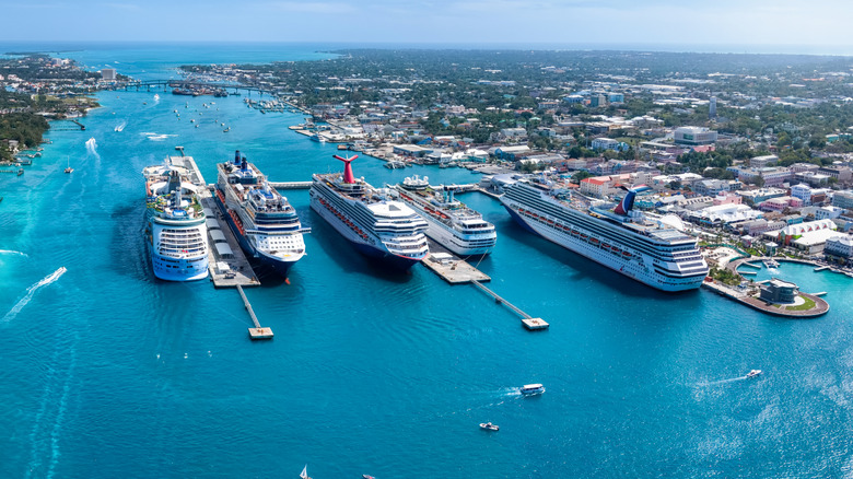 Cruise ships in the port of Nassau