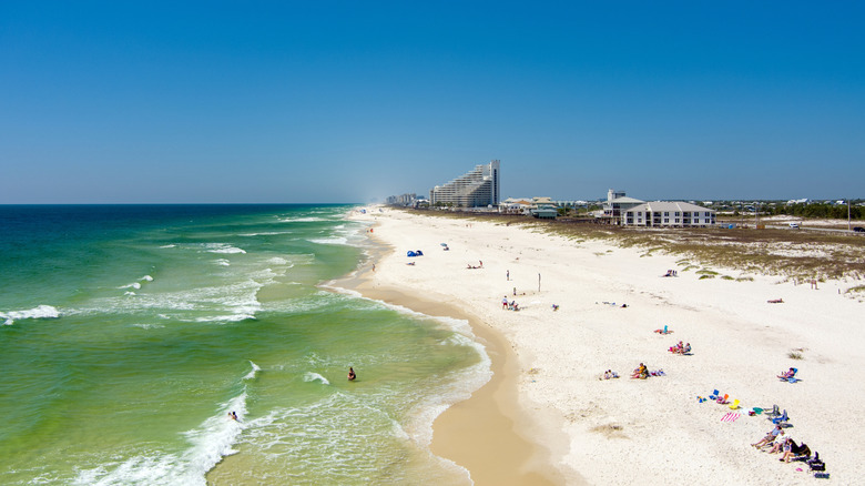 The beach at Florida's Perdido Key, a barrier island off the coast of Florida and Alabama