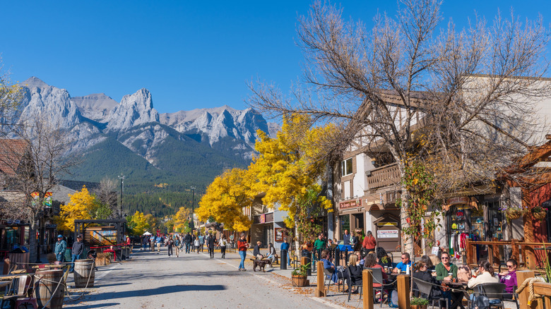 Downtown Canmore, Alberta, in the fall