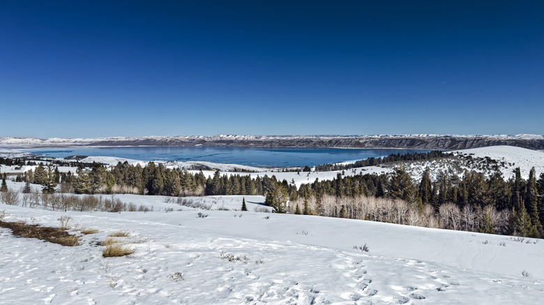 Bear Lake in the winter months, with snow on the ground