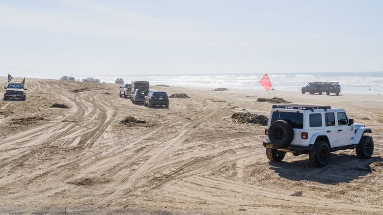 Vehicles in the Oceano Dunes State Vehicular Recreation Area outside of Pismo Beach, California