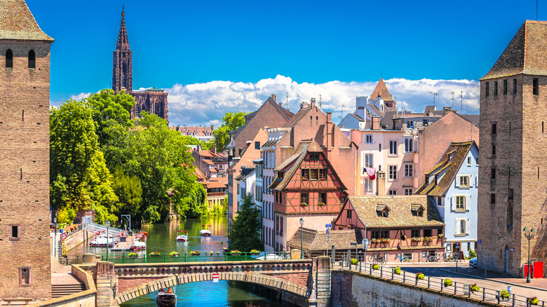 Strasbourg scenic river canal and architecture view