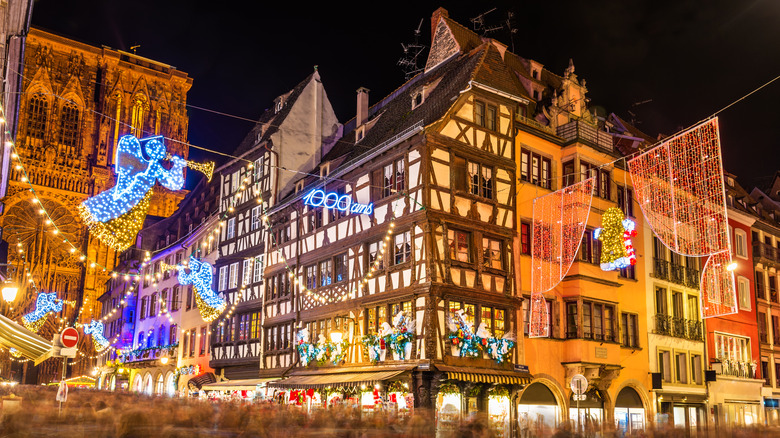 Buildings near Strasbourg Cathedral before Christmas