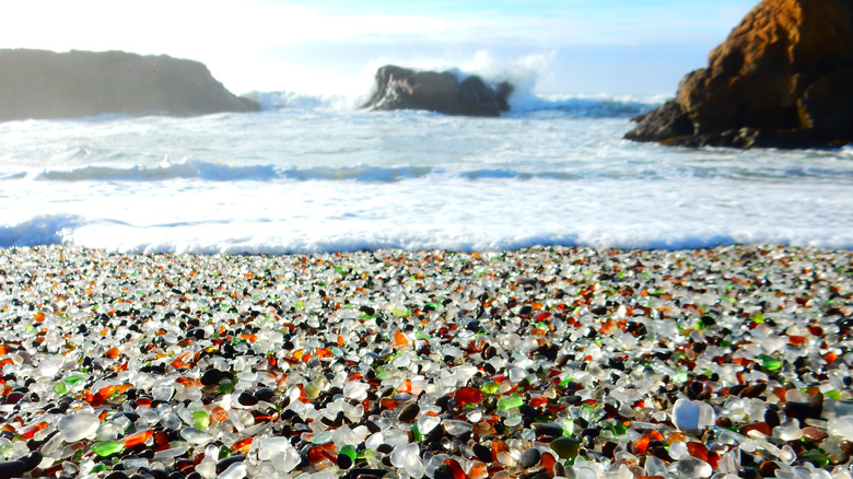 Glass rocks on Glass Beach in Fort Bragg, California