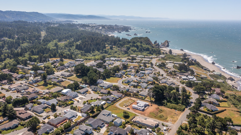 an Aerial view of Brookings, Oregon