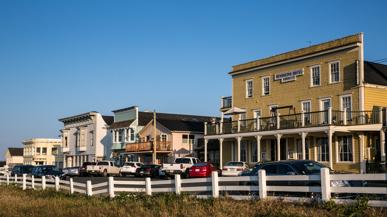 Old wooden buildings in Mendocino, California
