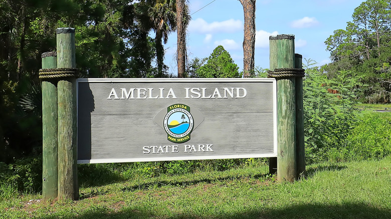 Amelia Island State Park sign at Florida