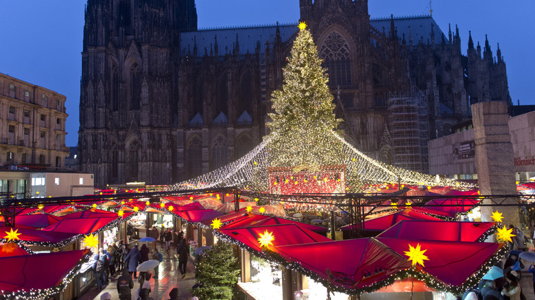 Christmas market by Cologne Cathedral in Germany