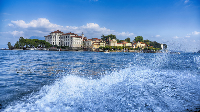 A view from a boat leaving one of the islands on Lake Maggiore