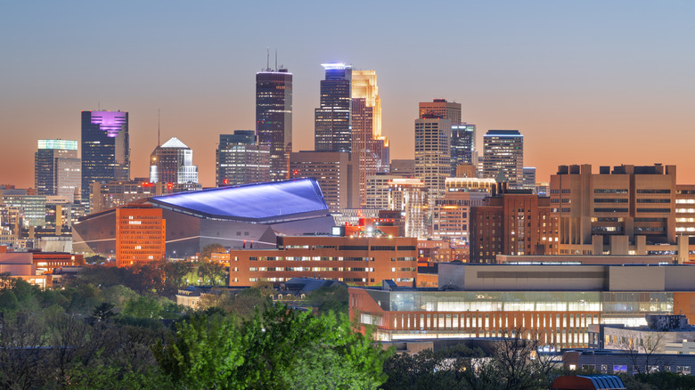 The Minneapolis skyline at dusk