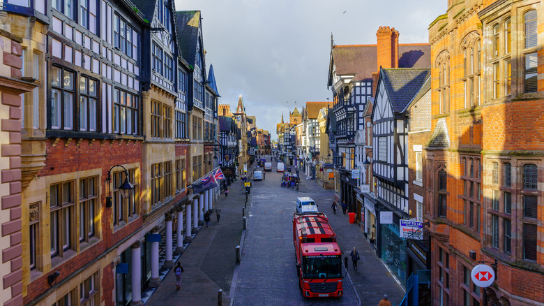 The Rows historic street and buildings in Chester, Cheshire, England