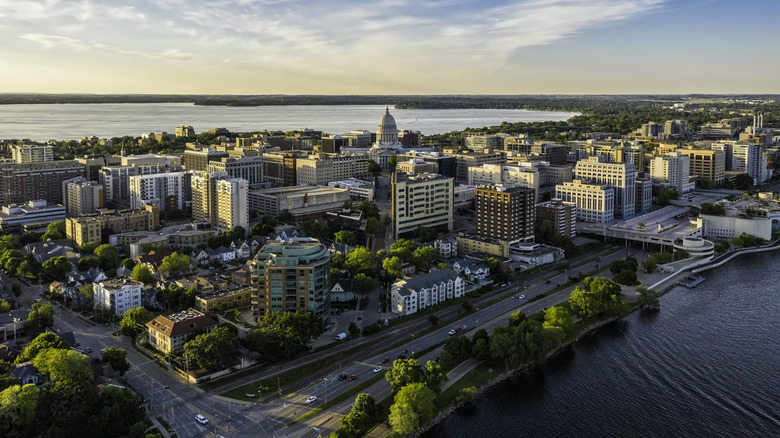 An ariel shot of Madison, Wisconsin, USA