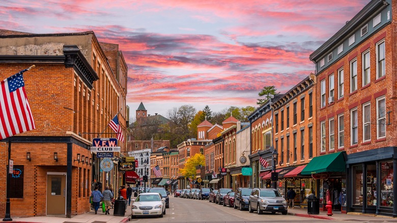 The historic brick buildings of downtown Galena, Illinois
